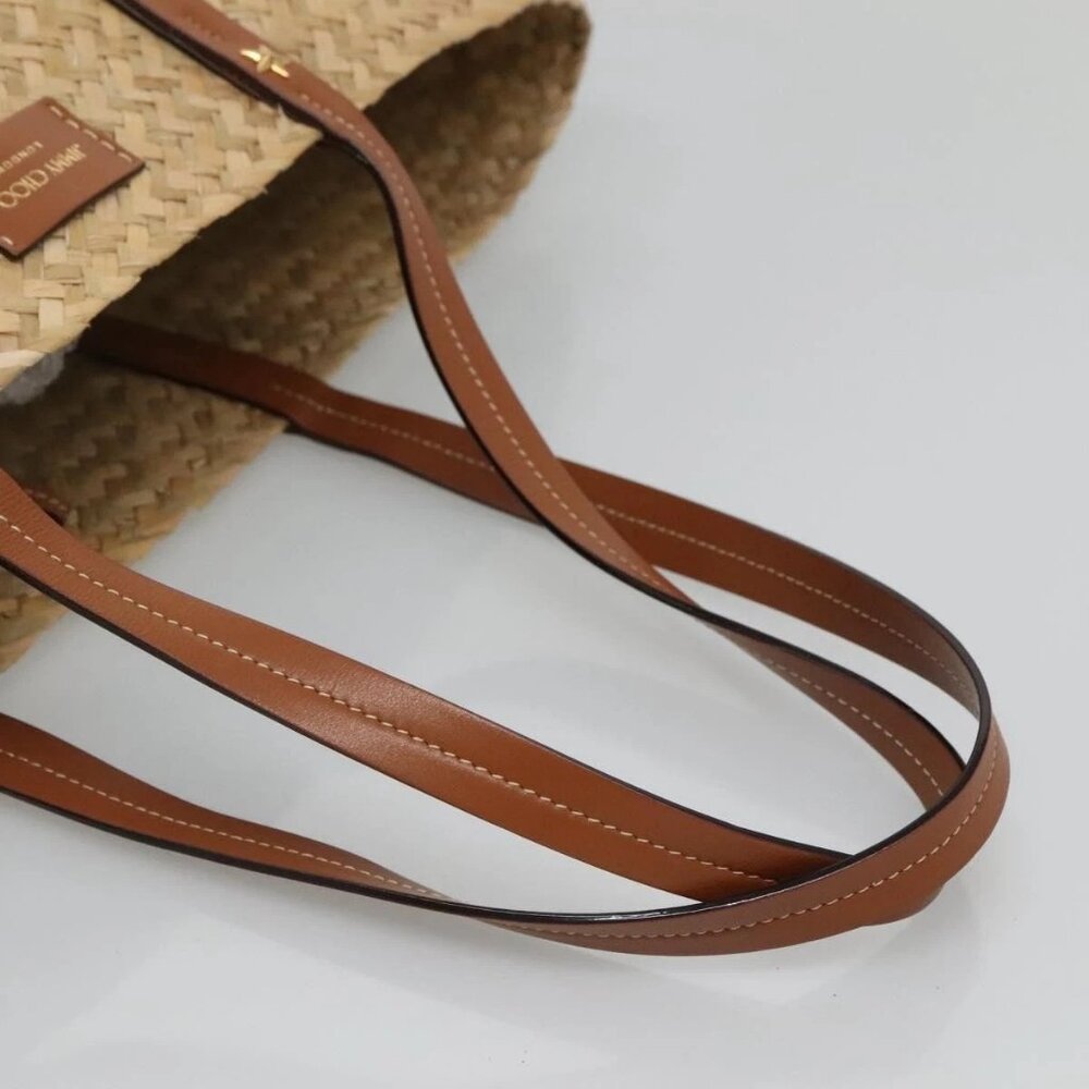 Jimmy Choo Studs Tote Bag Straw Beige Auth BA5421 - Picture 9 of 13